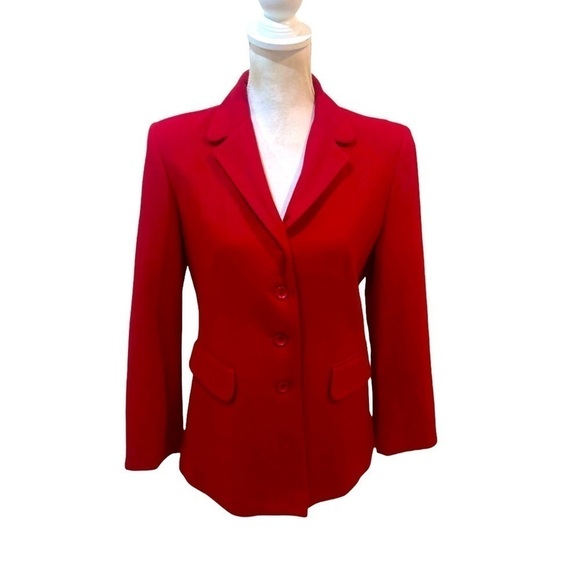 Vintage Norton McNaughton red 100% wool blazer jacket lined notched collar 10p - Picture 1 of 16